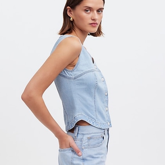 Madewell denim vest Fitzgerald wash size 8 - Picture 5 of 7